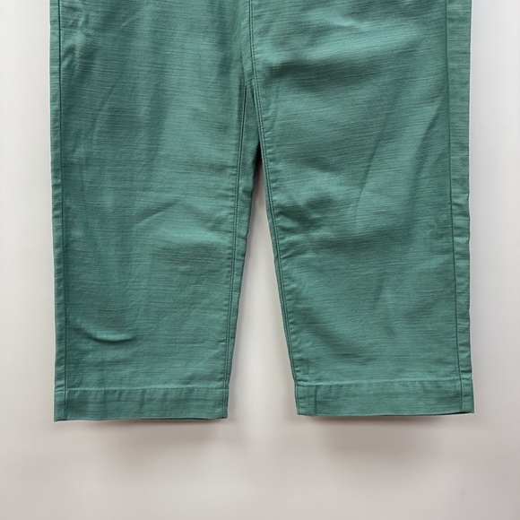 J. Crew Paperbag High Rise Elastic Waist Crop Wide Leg Twill Pants Green 0 - Picture 6 of 10